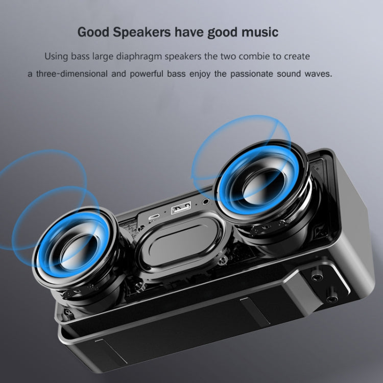 AEC K5 Mirror Alarm Clock Bluetooth Speakers with LED Light Support TF / FM(Blue)