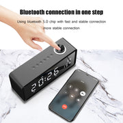 AEC K5 Mirror Alarm Clock Bluetooth Speakers with LED Light Support TF / FM(Blue)