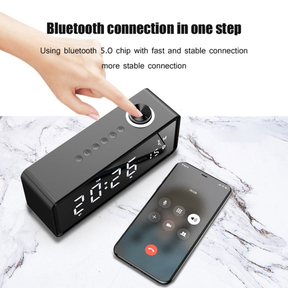 AEC K5 Mirror Alarm Clock Bluetooth Speakers with LED Light Support TF / FM(Blue)
