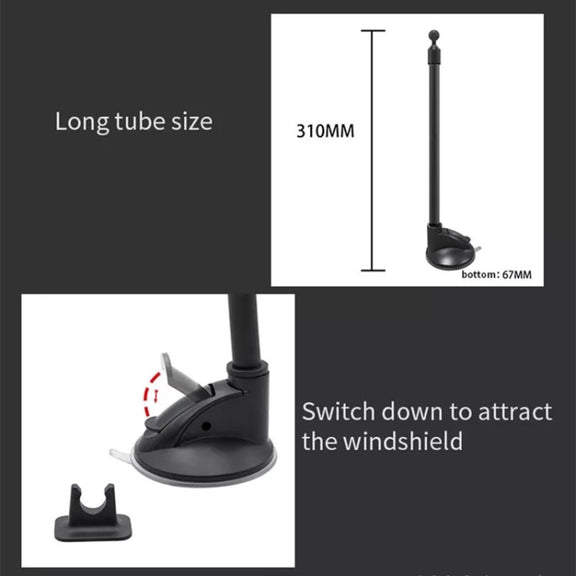 A190+X35 Car Phone Holder Windshield Sucker Mount Bendable Long Arm Stand