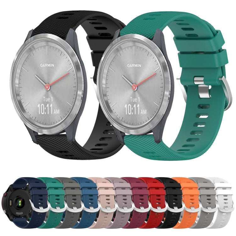 Compatible with Garmin Vivomove 3S 18mm Solid Color Silicone Watch Band(White)