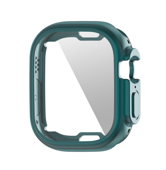 ENKAY Electroplated Soft TPU Case with Screen Film For Apple Watch Ultra / Ultra 2 49mm(Cyan) - Watch Cases by ENKAY
