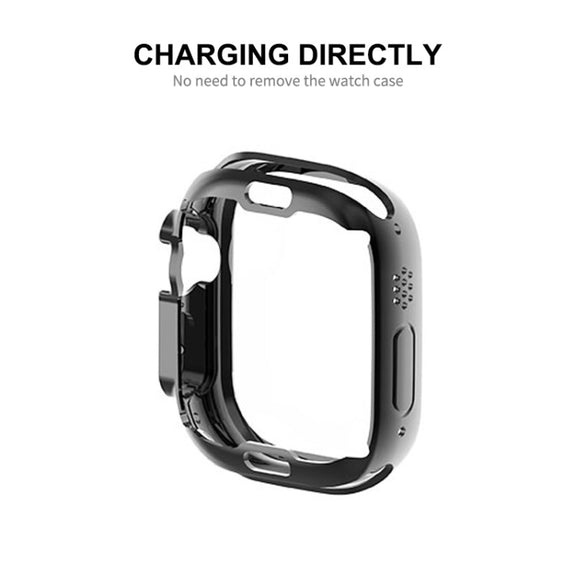 ENKAY Electroplated Soft TPU Case with Screen Film For Apple Watch Ultra / Ultra 2 49mm(Black) - Watch Cases by ENKAY