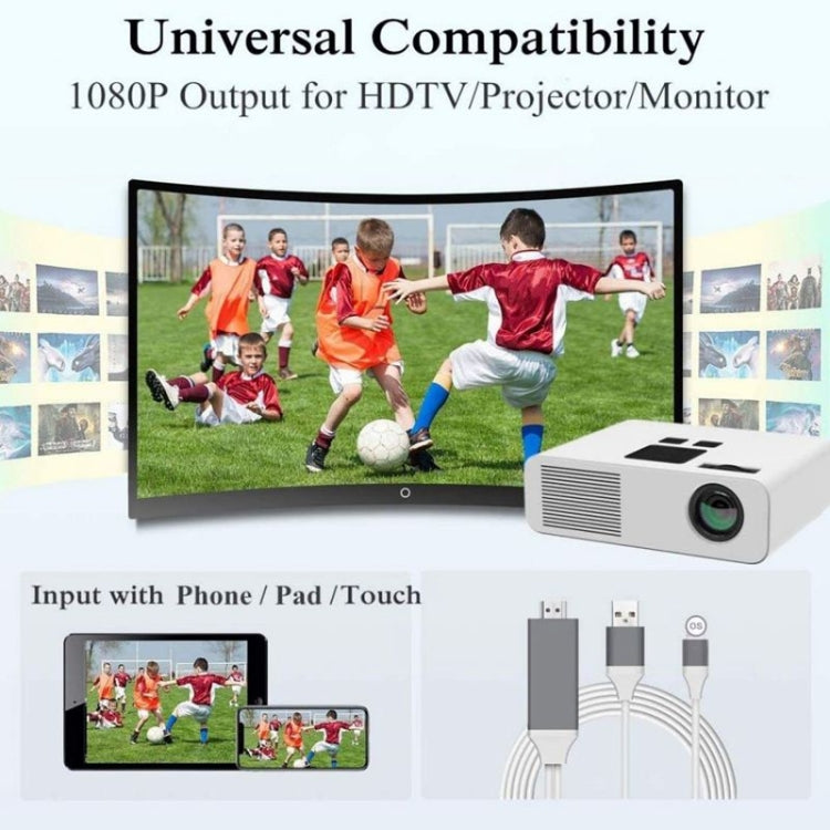 2m 1080P 8 Pin to HDMI Adapter Cable, Compatible with iPhone to HDMI Adapter(Red)