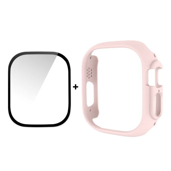 For Apple Watch Ultra / Ultra 2 49mm ENKAY 2 in 1 PC Case + Full Coverage 9H Tempered Glass Film(Pink)