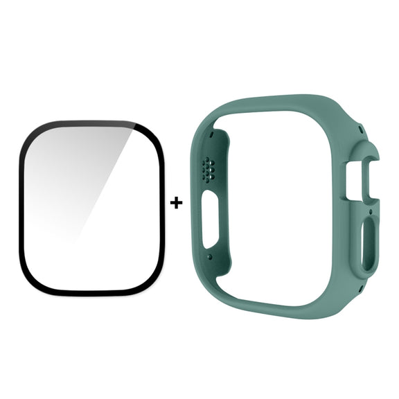 For Apple Watch Ultra / Ultra 2 49mm ENKAY 2 in 1 PC Case + Full Coverage 9H Tempered Glass Film(Deep Green)