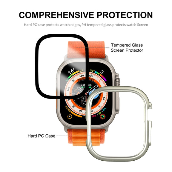 For Apple Watch Ultra / Ultra 2 49mm ENKAY 2 in 1 PC Case + Full Coverage 9H Tempered Glass Film(Orange)