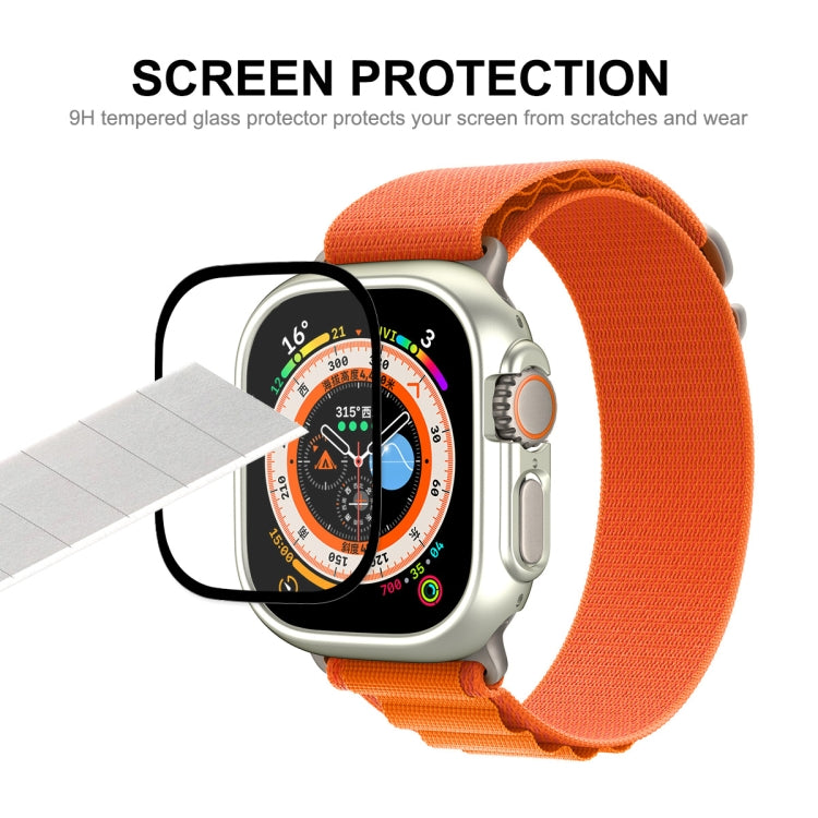 For Apple Watch Ultra / Ultra 2 49mm ENKAY 2 in 1 PC Case + Full Coverage 9H Tempered Glass Film(Orange)