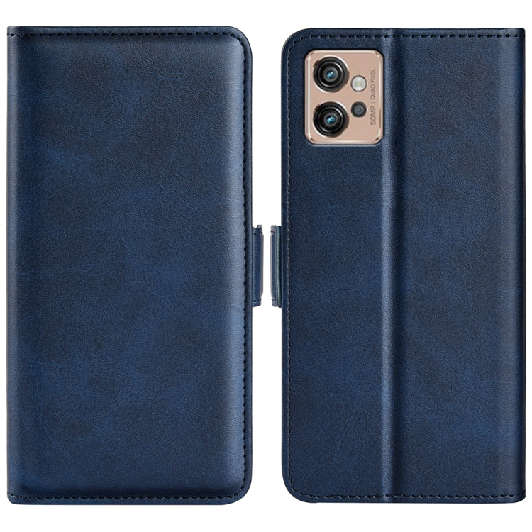 For Motorola Moto G32 Dual-side Magnetic Buckle Leather Phone Case(Dark Blue)