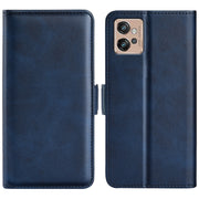 For Motorola Moto G32 Dual-side Magnetic Buckle Leather Phone Case(Dark Blue)