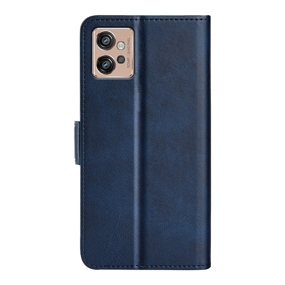 For Motorola Moto G32 Dual-side Magnetic Buckle Leather Phone Case(Dark Blue)