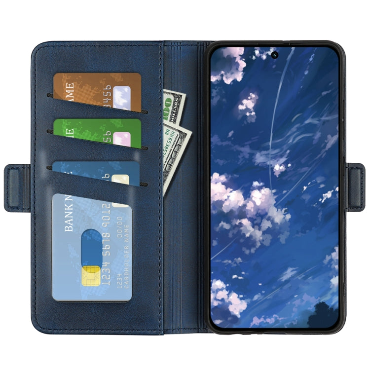 For Motorola Moto G32 Dual-side Magnetic Buckle Leather Phone Case(Dark Blue)