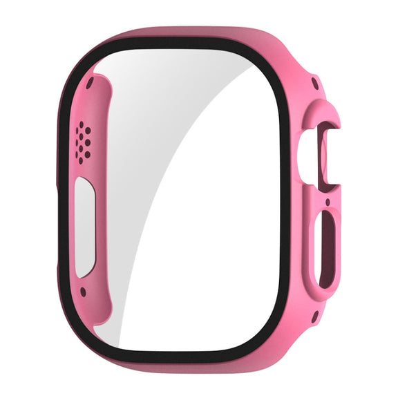 For Apple Watch Ultra / Ultra 2 49mm ENKAY PC Frame 9H Tempered Glass Case(Pink) - Watch Cases by ENKAY