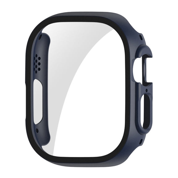 For Apple Watch Ultra / Ultra 2 49mm ENKAY PC Frame 9H Tempered Glass Case(Dark Blue) - Watch Cases by ENKAY