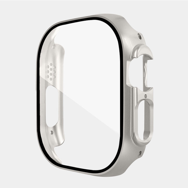 For Apple Watch Ultra / Ultra 2 49mm ENKAY PC Frame 9H Tempered Glass Case(Starlight Silver) - Watch Cases by ENKAY
