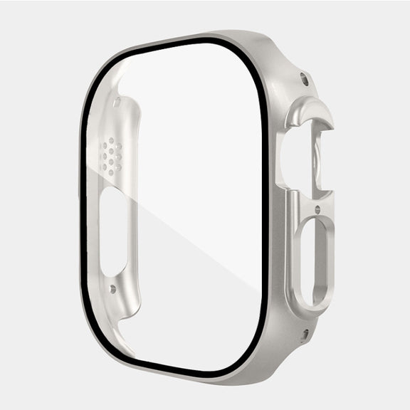 For Apple Watch Ultra / Ultra 2 49mm ENKAY PC Frame 9H Tempered Glass Case(Starlight Silver) - Watch Cases by ENKAY