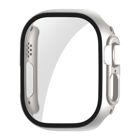 For Apple Watch Ultra / Ultra 2 49mm ENKAY PC Frame 9H Tempered Glass Case(Silver) - Watch Cases by ENKAY
