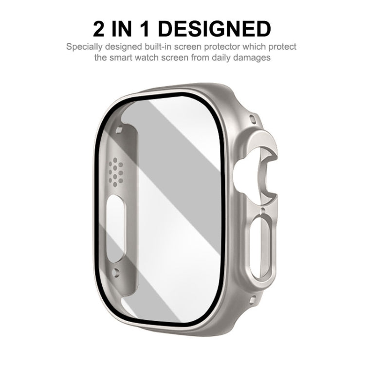For Apple Watch Ultra / Ultra 2 49mm ENKAY PC Frame 9H Tempered Glass Case(Silver) - Watch Cases by ENKAY