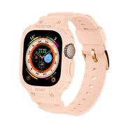 For Apple Watch Ultra 49mm JUNSUNMAY Integrated TPU Case Adjustable Elastic Watch Band(Pink) - Watch Cases by JUNSUNMAY
