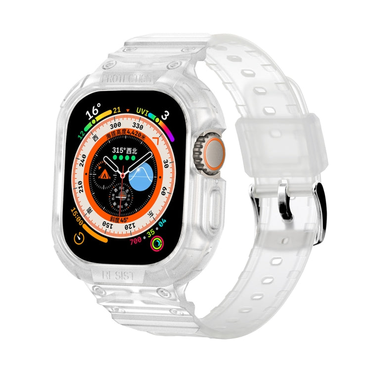 For Apple Watch Ultra 49mm JUNSUNMAY Integrated TPU Case Adjustable Elastic Watch Band(Transparent) - Watch Cases by JUNSUNMAY