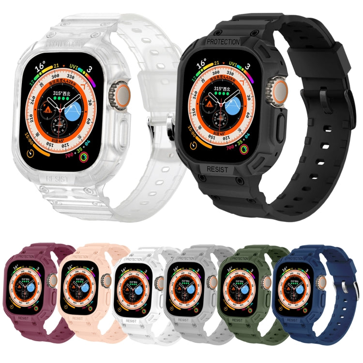 For Apple Watch Ultra 49mm JUNSUNMAY Integrated TPU Case Adjustable Elastic Watch Band(White) - Watch Cases by JUNSUNMAY