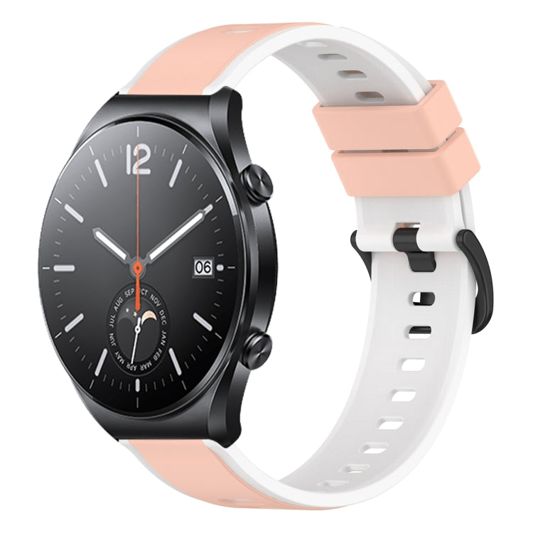 For Xiaomi MI Watch S1 22mm Two-Color Silicone Watch Band(Pink+White)