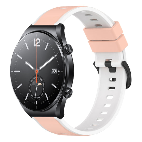 For Xiaomi MI Watch S1 22mm Two-Color Silicone Watch Band(Pink+White)
