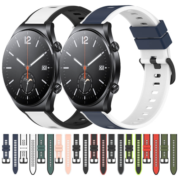 For Xiaomi MI Watch S1 22mm Two-Color Silicone Watch Band(Midnight Blue + White)