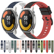 For Xiaomi MI Watch Color 2 22mm Two-Color Silicone Watch Band(Black+Lime Green)