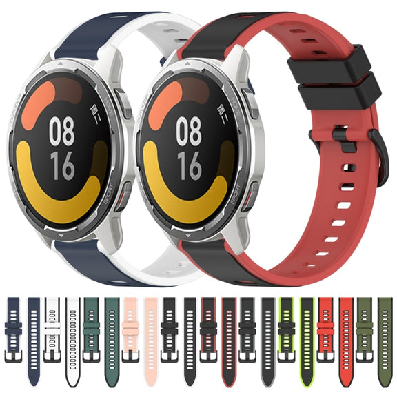 For Xiaomi MI Watch Color 2 22mm Two-Color Silicone Watch Band(Black+Lime Green)