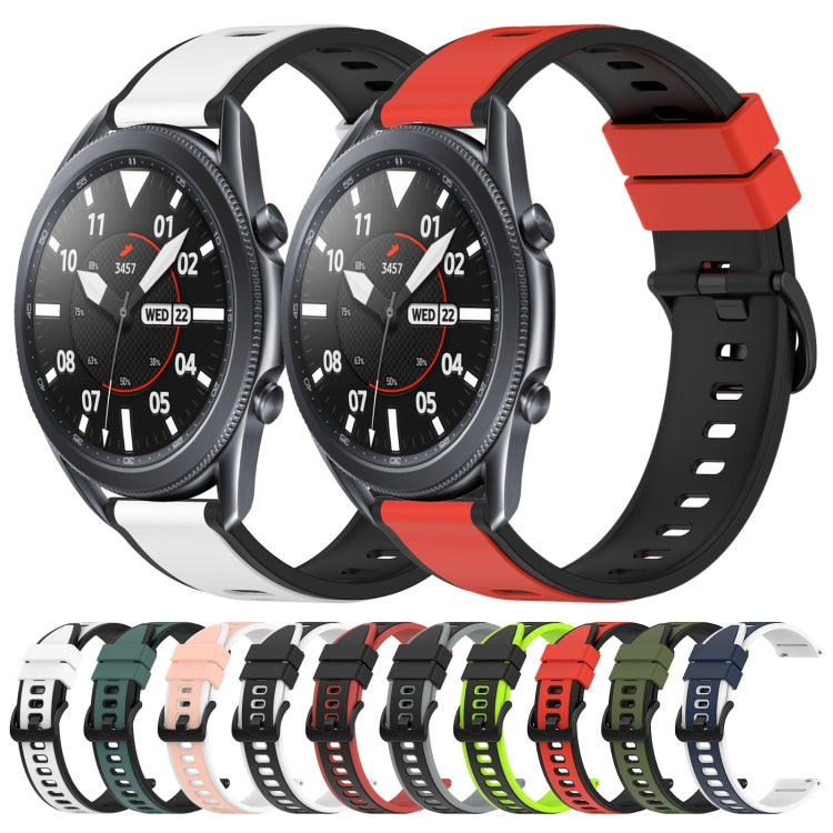 For Samsung Galaxy Watch3 45mm 22mm Two-Color Silicone Watch Band(Army Green + Black)