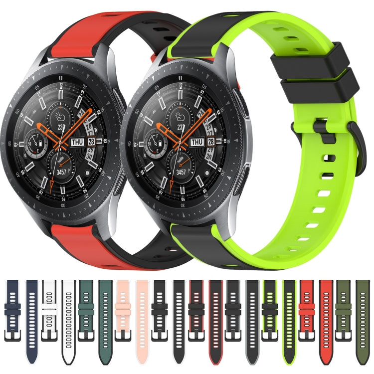 For Samsung Galaxy Watch 46mm 22mm Two-Color Silicone Watch Band(Black+Lime Green)