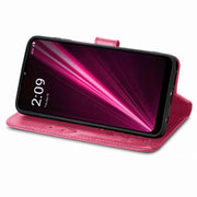 For T-Mobile REVVL 6 5G Four-leaf Clasp Embossed Buckle Leather Phone Case(Magenta)