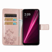 For T-Mobile REVVL 6 5G Four-leaf Clasp Embossed Buckle Leather Phone Case(Rose Gold)