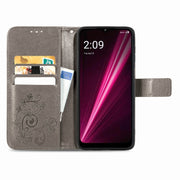 For T-Mobile REVVL 6 5G Four-leaf Clasp Embossed Buckle Leather Phone Case(Gray)
