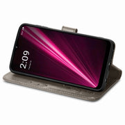 For T-Mobile REVVL 6 5G Four-leaf Clasp Embossed Buckle Leather Phone Case(Gray)