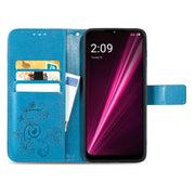 For T-Mobile Revvl 6 Pro 5G Four-leaf Clasp Embossed Buckle Leather Phone Case(Blue)