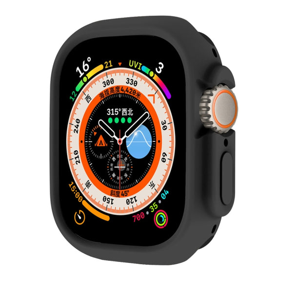 For Apple Watch Ultra 49mm ENKAY Solid Color Protective Soft TPU Frame Case(Black) - Watch Cases by ENKAY