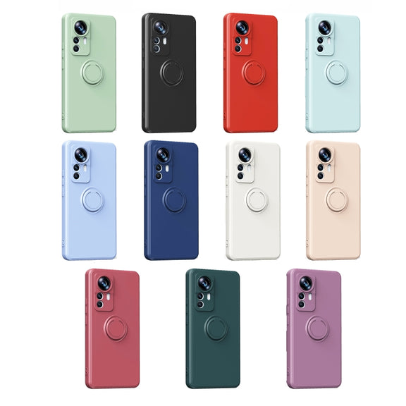 For Xiaomi 12T / 12T Pro Ring Kickstand TPU Silicone Phone Case(Pink)