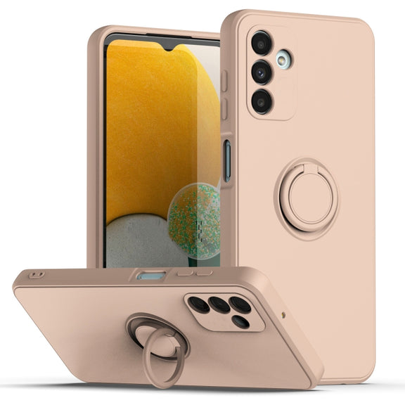 Ring Kickstand Silicone Phone Case For Samsung Galaxy A14 5G(Pink)