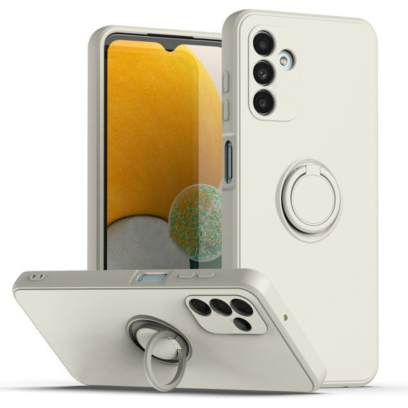 Ring Kickstand Silicone Phone Case For Samsung Galaxy A14 5G(Antique White)
