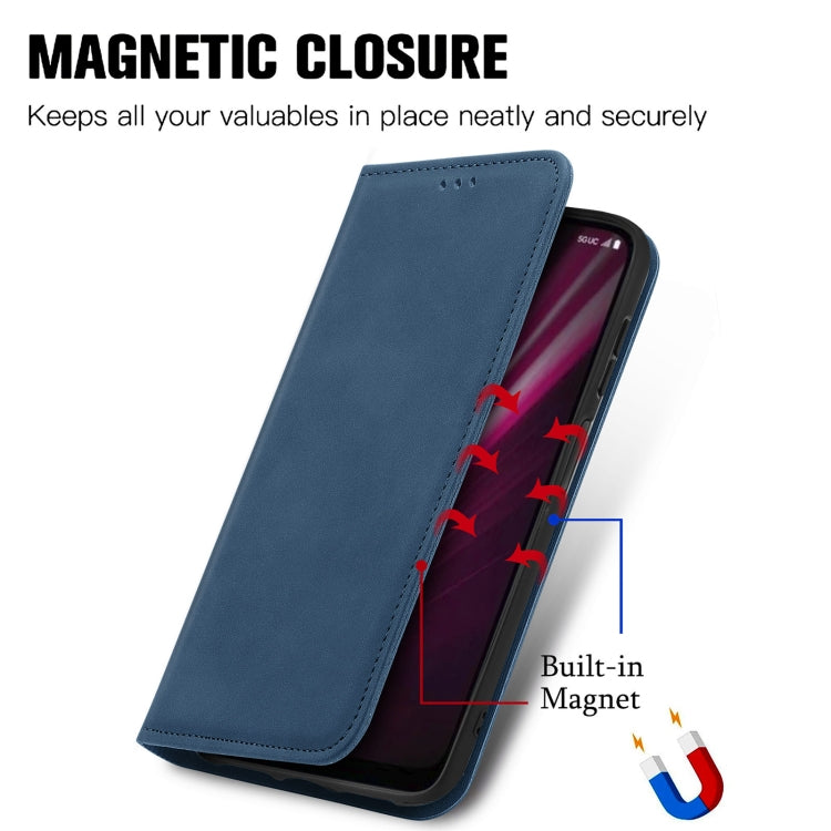For T-Mobile Revvl 6 Pro 5G Retro Skin Feel Magnetic Leather Phone Case(Blue)