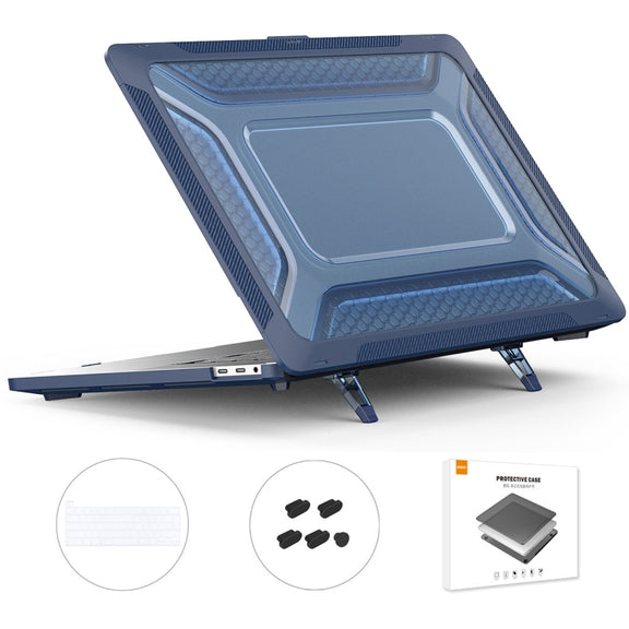 For MacBook Pro 16 A2141 ENKAY Hat-Prince 3 in 1 Protective Bracket  Case Cover Hard Shell with TPU Keyboard Film / Anti-dust Plugs, Version:EU(Blue)