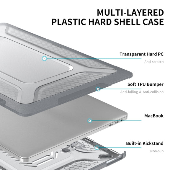 For MacBook Pro 16 A2141 ENKAY Hat-Prince 3 in 1 Protective Bracket  Case Cover Hard Shell with TPU Keyboard Film / Anti-dust Plugs, Version:EU(Blue)