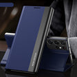 For Samsung Galaxy S23 Ultra 5G Side Electroplated Adsorption Leather Phone Case(Dark Blue) - Galaxy S23 Ultra 5G Cases by PMC TechLife | Online Shopping South Africa | PMC TechLife