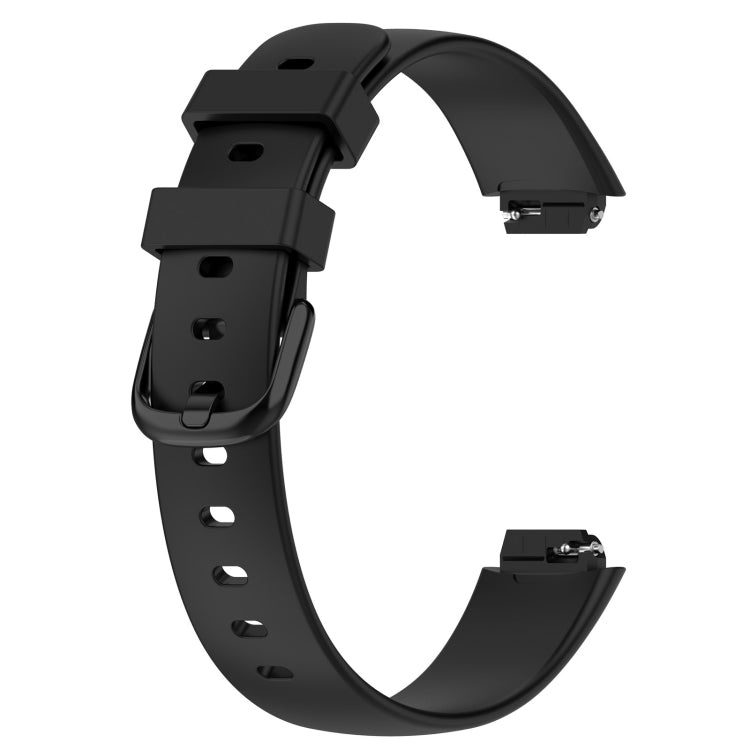 For Fitbit Inspire 3 Solid Color Silicone Watch Band, Size:L(Black)