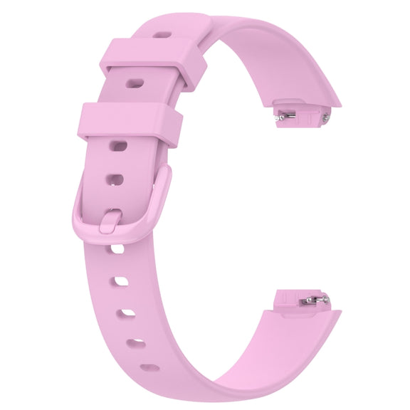 For Fitbit Inspire 3 Solid Color Silicone Watch Band, Size:S(Purple)