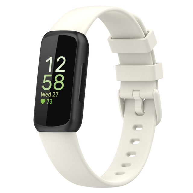 For Fitbit Inspire 3 Solid Color Silicone Watch Band, Size:S(Apricot Color)