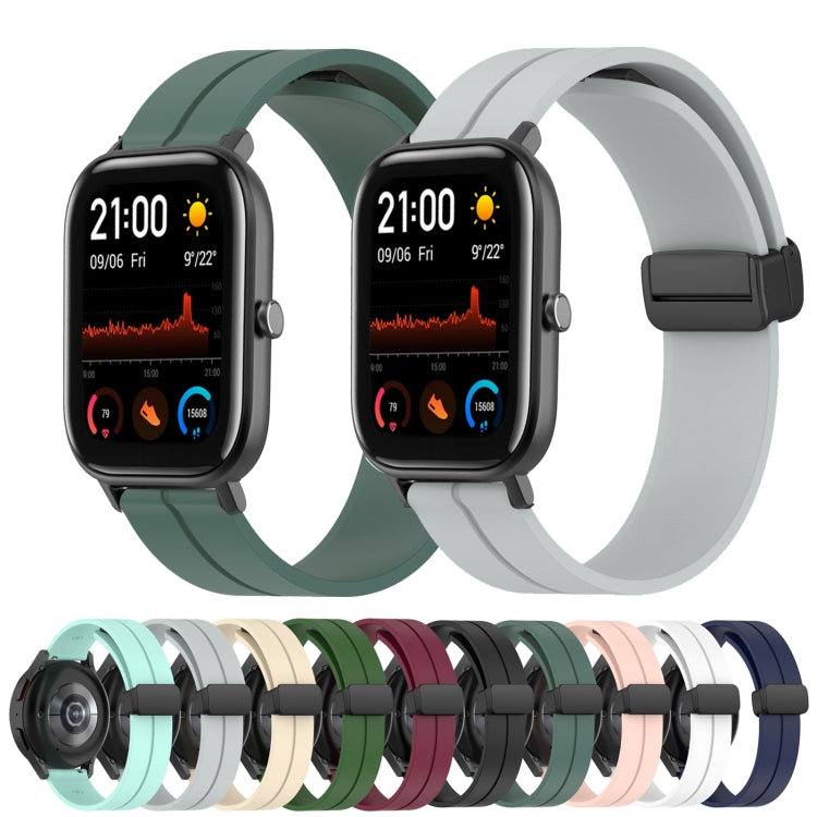 For Amazfit GTS 20mm Solid Color Magnetic Clasp Silicone Watch Band(White)