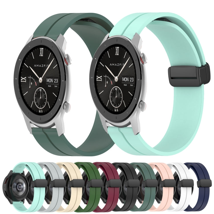 For Amazfit GTR 42mm 20mm Solid Color Magnetic Clasp Silicone Watch Band(Burgundy)
